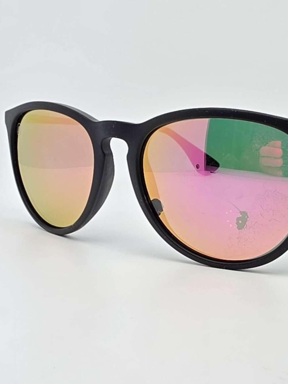 Blenders Rose Theater Rubber Black Frame Polarized Rose Gold Mirror Sunglasses